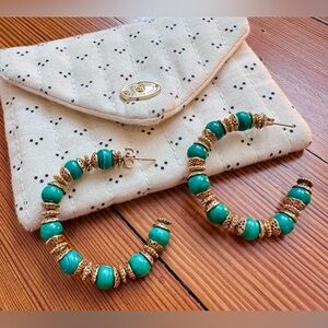 Sezane Stéphanie Hoop Earrings, Gold-Green